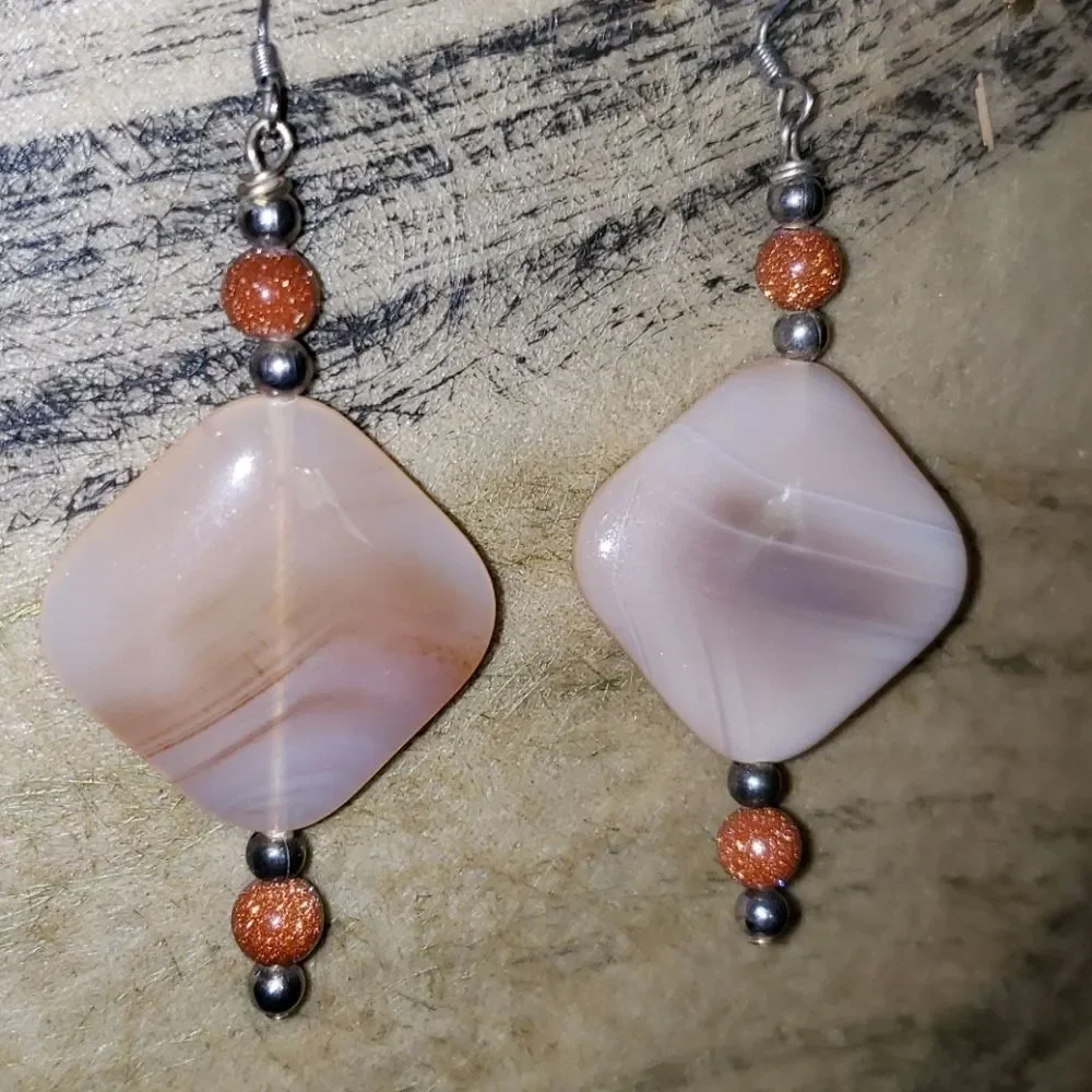 Beautiful Stone & Beaded Dangling Earrings